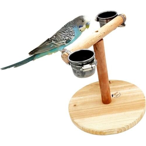 Bird Perch Wood Training Stand Parrot Wooden Platform Stand Natural Handmade Playstand Playground Cage for Parakeet Exercise Toy