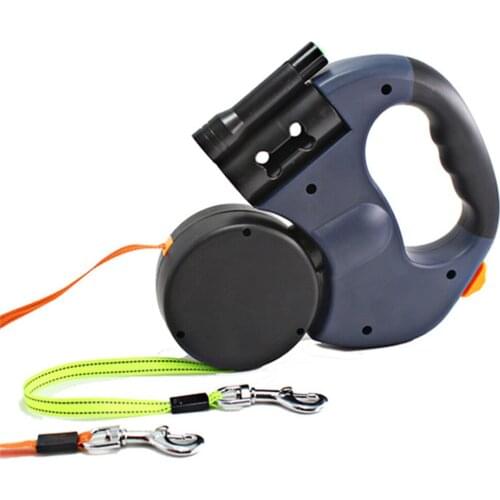 Dual Dog Pet Leash Ropes Retractable Dog Pet Traction Rope Auto Adjustable Pet Dogs Strap Auto Flexible Dual Pet Dog Leash Ropes