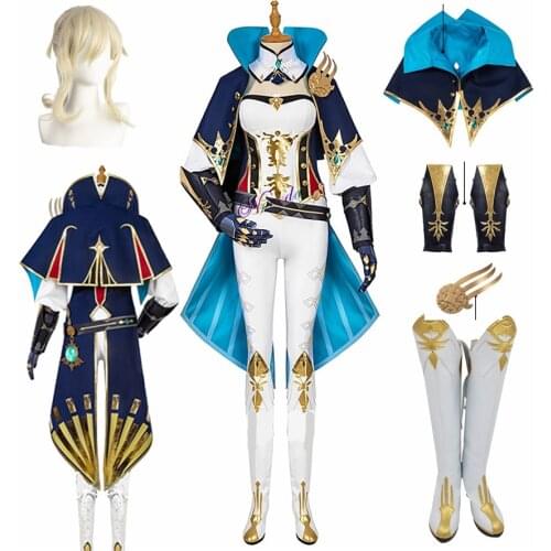 Genshin Impact Cosplay Jean Cosplay Costume Halloween Party Dress Women Anime Game Genshin Costume Wig Shoes Props