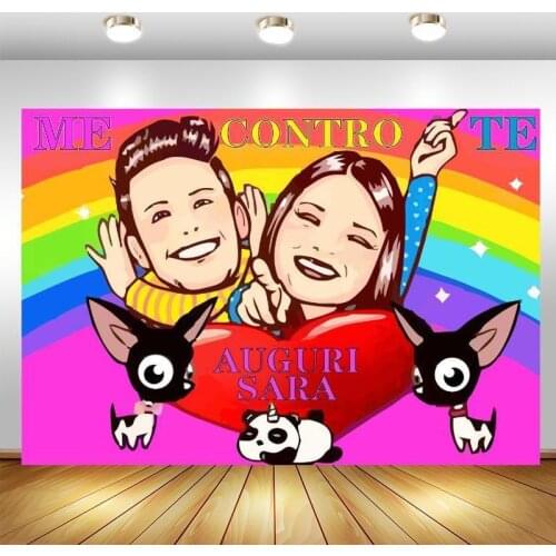 Colorful ME CONTRO TE Photography Backdrop Kids Happy Birthday Party Custom Photo Background Photo Studio Props Decor Banner