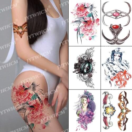 Art Waterproof Temporary Tattoo Sticker Flower Rose Flash Tattoos Couples Tattoos Body Art Arm Realistic Fake Sleeves Tattoo Men