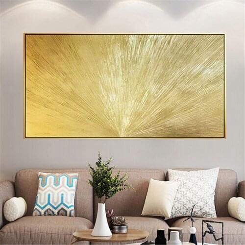 Retro Home Decoration Painting Hand-painted Oil Painting Gold Wealth Brilliant Canvas Painting Living Room Office Wall Art Mural