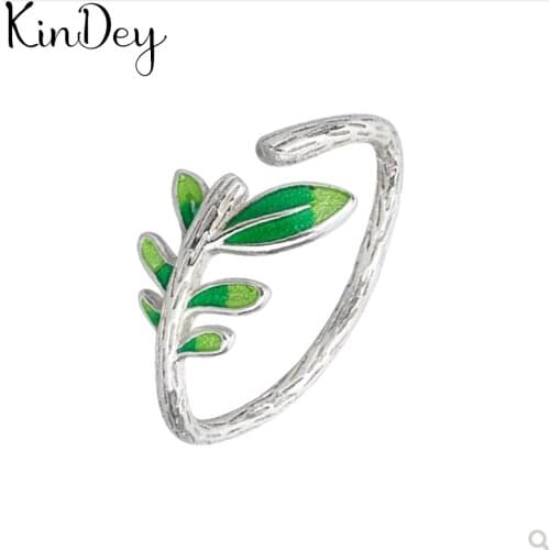 Hot Sale New Charming Green Leaf Finger Rings For Women Female Big Large Retro Vintage Rings Gothic Jewelry