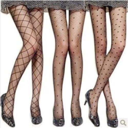 Hot Women Sexy Solid Color Tights Heart Dots Lace Fishnet Pantyhose Female Ladies Hosiery Legs High Silk Tight Stockings Gift