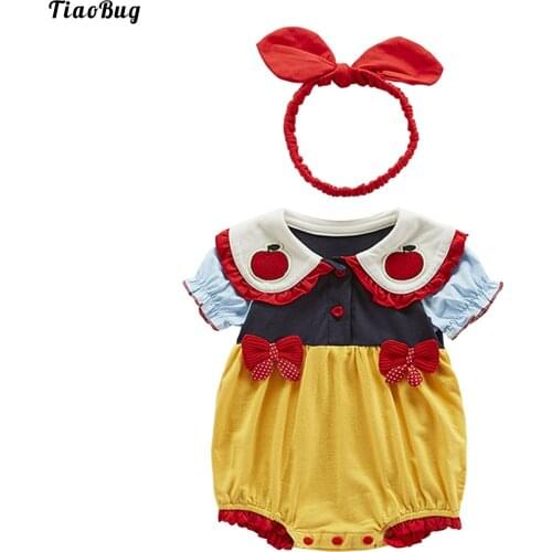 TiaoBug Infant Baby Girls Clothes Set Short Sleeve Doll Collar Bowknot Decor Button Front Sweet Romper With Knot Headband