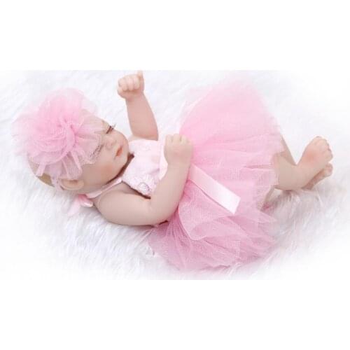 27cm Mini Reborn Baby Dolls Full Silicone Vinyl Newborn Beautiful Purple Princess Dress Toys for Children Birthday Gifts