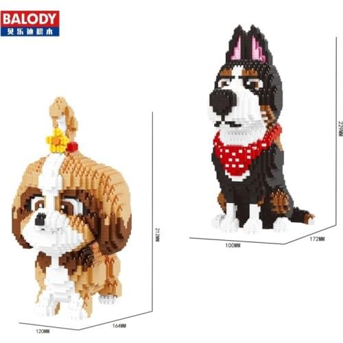 Balody Mini Blocks Dog Model Small Bbricks Dachshund Toy Pet Assembly Brinquedos Christmas Kids Gifts Toys for Children 16128