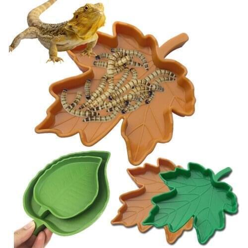 Leaf Reptile Food Water Bowl Plate Dish Reptile Feeder for Tortoise Corn Snake Crawl Pet Drinking Eating Amphibians Reptile