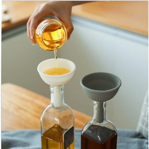 Multifunctional silicone funnel high temperature resistant household liquid oil grid soy sauce vinegar butterfly long-necked fun