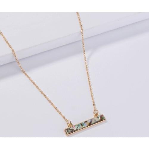 Fashion Resin Colorful Abalone Shell Bar Pendant Fresh Pearl Bead Charm Necklace Jewelry Summer Beach Accessories Party Gift