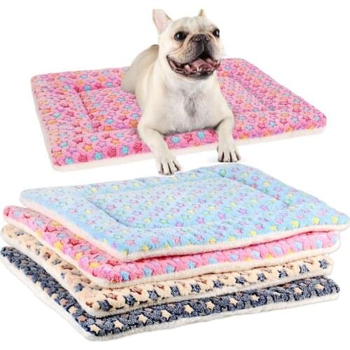 Warm Dog Bed Soft Fleece Pet Blanket Cat Litter Puppy Sleep Mat Lovely Mattress Cushion For Small And Large Dogs 4 Size