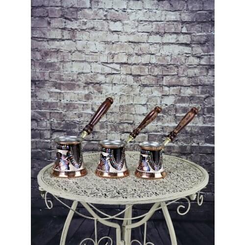 Rose flower Copper 3 Piece Coffee Pot Set