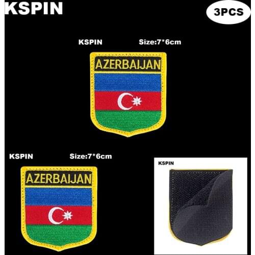 National Flag Patch Hook Loop Azerbaijan Badges Armband 3D Stick on Jacket Backpack Stickers