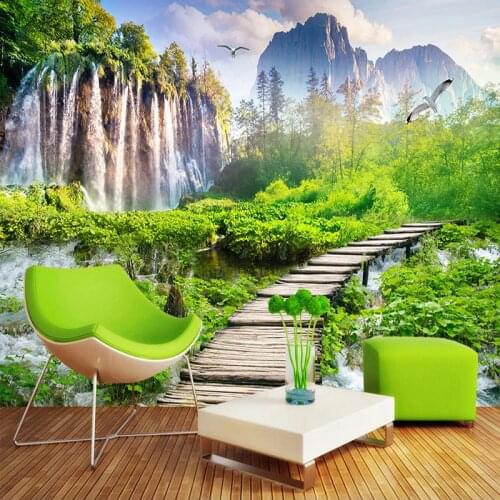 Custom 3D Wall Murals Wallpaper Home Decor Waterfall Nature Landscape Photo Wall Paper For Living Room Bedroom Background Mural