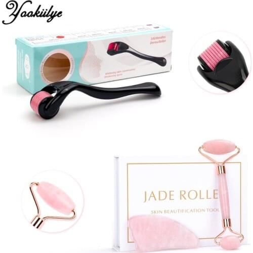 Micro Needle Roller Jade Roller Scraping Board Set Facial Slimming Massager Face-lifting 0.3mm Microneedle roller Skin Care Set