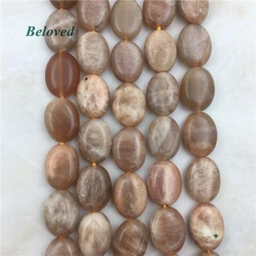Oval Smooth Flash Sunstone Nugget Loose Beads, High Quality Moonstone Gems Strand Beads For Jewelry Making, BG18092