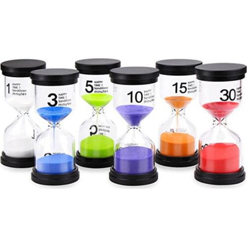 6pcs/set Reading Hourglass Timer Sand Clock 1 3 5 10 15 30mins for Christmas Party Favor Props Home Decor Xmas Gift Sand Timer