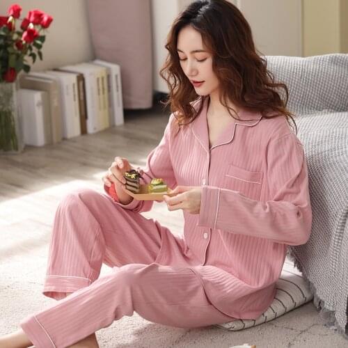 100% Cotton Pajama For Women Winter Soild Pink Pijamas Feminino Warm Sleepwear White PJ 2021 Fashion Pure Cotton Pyjama Femme