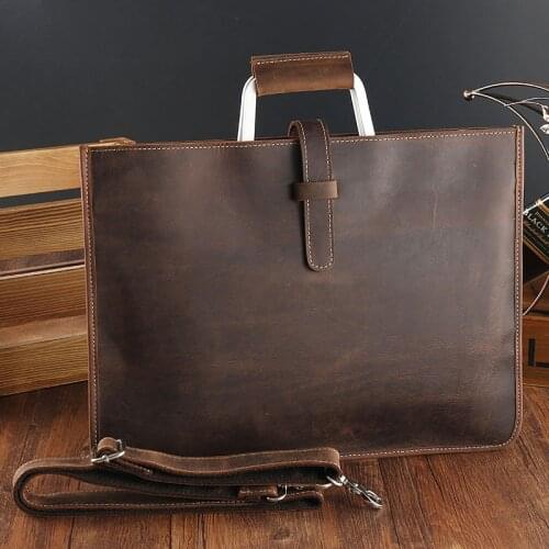 14 Inch Genuine Leather Briefcase Bag Men Zipper Messenger Office Bag Luxury Designer Hand Bag Mens Laptop Bag for Male Bags
