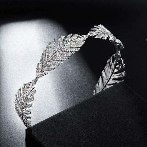 Luxury Leaf Crystal Bridal Hairbands Women Princess Tiaras Headband Wedding Hair Accessories Prom Party Jewelry Hair Ornaments