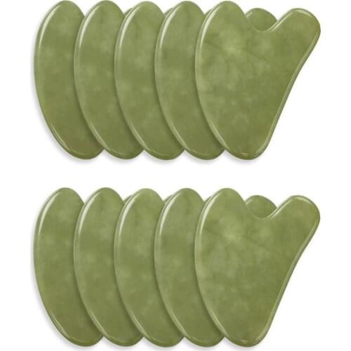 10Pcs Jade Gua Sha Board Natural Rose Quartz Gouache Scraper Massage Tool Face Lifting Anti Wrinkle Beauty Skin Care Massager