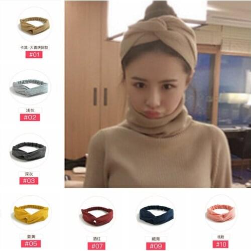 Wowsorie 2018 Korean Hair Accessories Lady Wash Sport Headband Simple Fashion Girl Cross Elastic Turban Headbands 10 Colors