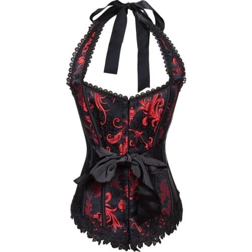 WYS.JL Halter Sexy Underbust Corset Lace Gothic Corset Bowknot Plus Size S-2XL Corset Waist Gothic Style Bustier