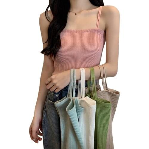 Women Corset Crop Top Summer New Sling Bralette Camisole Solid 7 Candy color Women Lingerie Intimate One Size