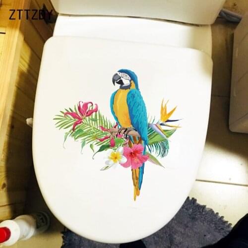 ZTTZDY 23.3×23.3CM Parrot Funny Cartoon Toilet Stickers WC Accessories Home Room Wall Decoration T2-1287