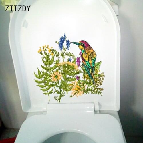ZTTZDY 23.5×23CM Hand Drawn Cartoon Flowers Kids Room Wall Stickers Funny Bathroom Toilet Decor T2-1351