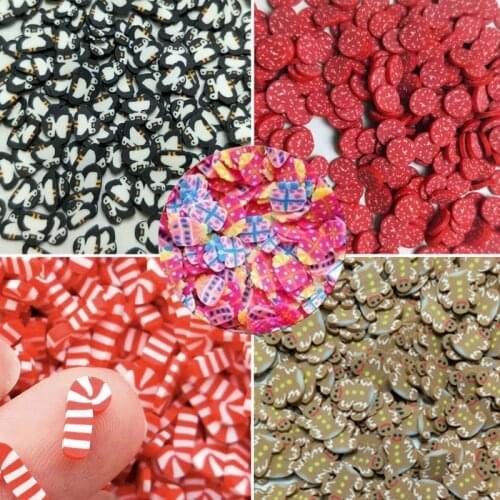 100g/lot Polymer Hot Clay Sprinkles Christmas Gift Cane Cookie Man for Crafts Making DIY confetti Slime Scrapbook