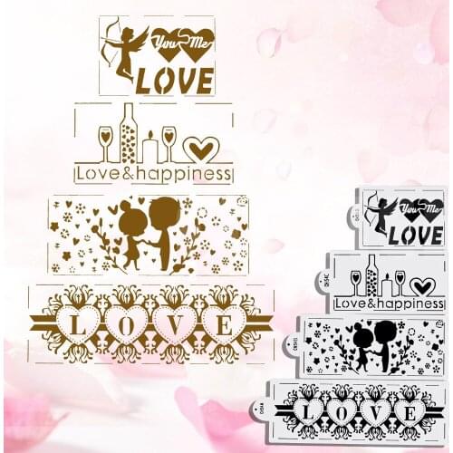 4pcs/set Wedding decoration Cake Stencil,Kitchen Accessories Cake Border baking Cake Stencils,Wall stencil cake decoration tools