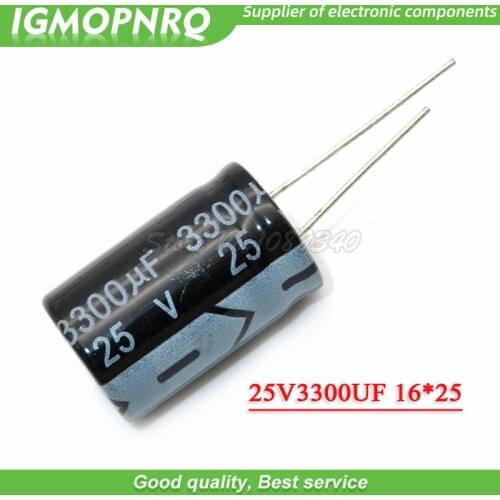 5PCS 25V3300UF 16*25mm 3300UF 25V 16*25 Aluminum electrolytic capacitor