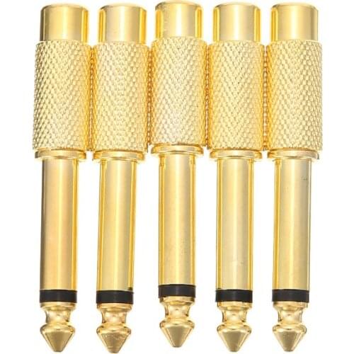 5Pcs 6.35mm 1/4inch Male Mono Plug To RCA Female Jack Plug Audio Adapter Connector For Speaker