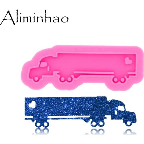 DY0418 Shiny Glossy Wheeler Truck necklace Jewelry Epoxy Mould Crafting Keychain Silicon Resin Silicone