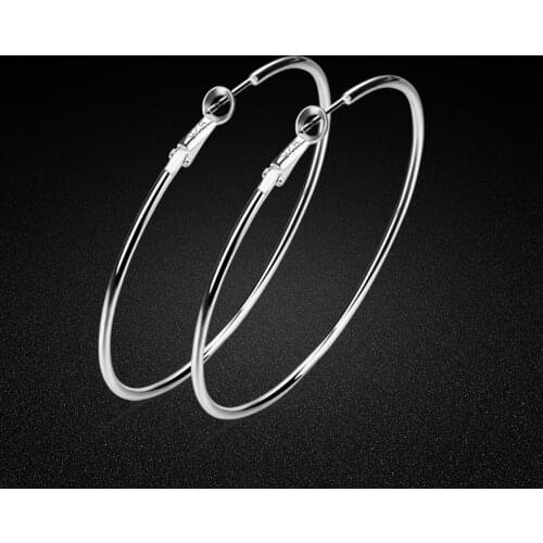 Brand 100%925 Sterling Silver earrings fashion fine jewelry big circle earrings for women Silver Ear Accessory gift bijoux Swee