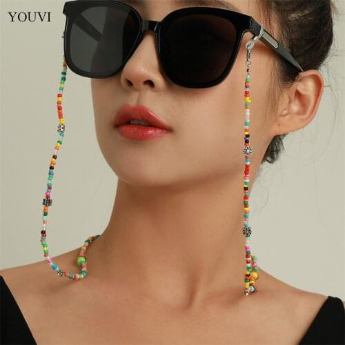 YOUVI Fashion Bohemia Women Glasses Chain Colored Beaded Eyeglass Lanyard Anti Slip Sunglasses Strap Mask Chain Cord Accessories