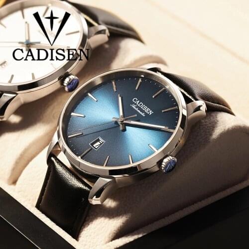 CADISEN Mens Mechanical Watch Retro Style Top Brand Luxury Automatic Watch Mens Fashion Leather Strap Waterproof Wristwatches