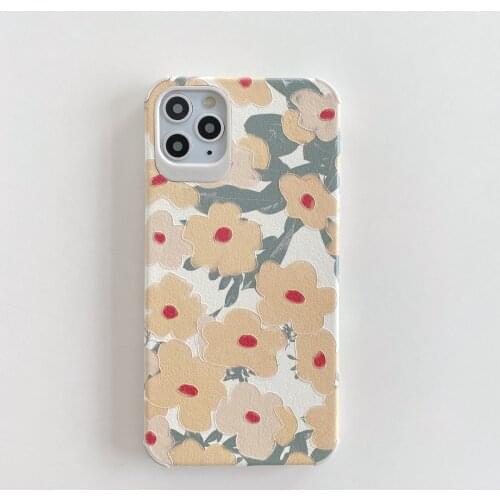 INS Style Yellow Flower Case for iPhone 12 Pro Max Back Phone Cover for 12 Mini 11Pro Max X XS XR 8 7 Plus SE 2020 Capa