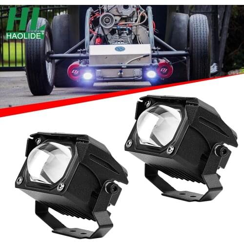 HAOLIDE Dual Color Motorcycle Headlight Fog Lamp Mini LED Spotlight Work Light Scooter Motorbike Lights LED Bicycle Lamp