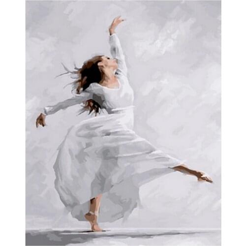 Frameless diy painting by numbers wall decor diy picture oil painting on canvas for home decor 4050cm dancer in white dress