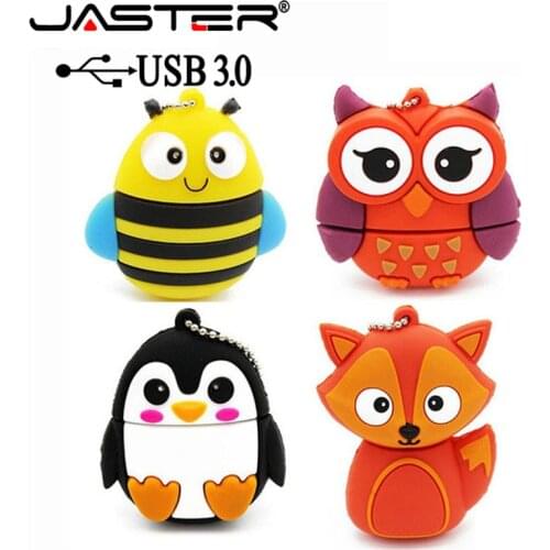 JASTER USB 3.0 HOT penguin owl fox pen drive cartoon usb flash drive pendrive 4GB 16GB 32GB 64GB U disk animal memory stick gift
