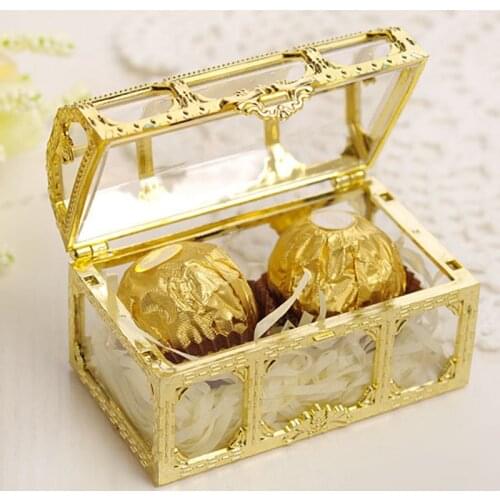 Treasure Chest Candy Gift Box Boite Dragees De Mariage Transparent Wedding Candy Gift Boxes Plastic Clear Wrapping Packaging