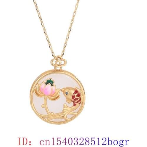Jade Lotus Pendant Jewelry Women Chalcedony Zircon 925 Silver Necklace Gifts Chinese Amulet Natural Fashion Charm Crystal