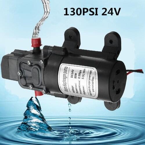 24V 80W 130PSI Water Pump High Pressure Diaphragm Self-priming Water Pump Sprayer Car Wash
