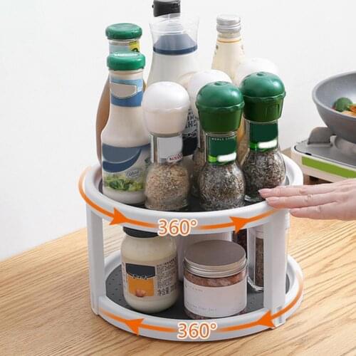 Torage Rack Rotating Plastic Multifunctional Kitchen Seasoning Bottle, Daily Necessities Cosmetics Storage Turntable Stand Home