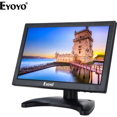 Eyoyo EM10 IPS Monitor 1920x1200 Screen Display with BNC/VGA/AV Output Built-in Loudspeakers for CCTV DVD PC Laptop DVR CCD Came