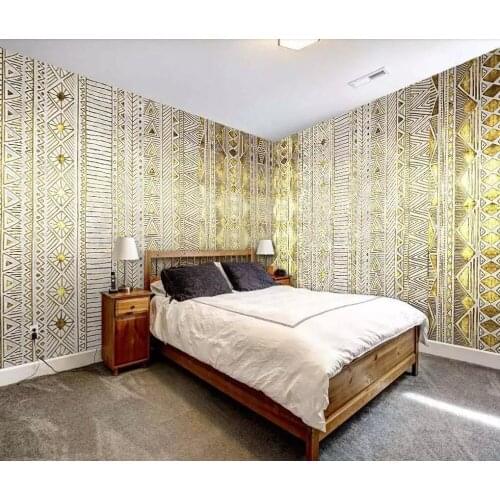 Custom large gold national style geometric gold background wall painting of the whole house