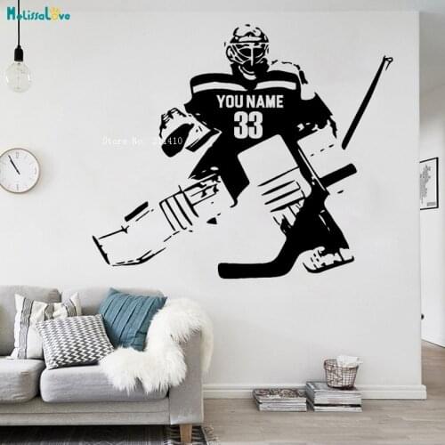 Custom Name and Number Hockey Wall Sticker Declas Home Decor Living Room For Teens Vinyl Handmade Murals Removable YT2553