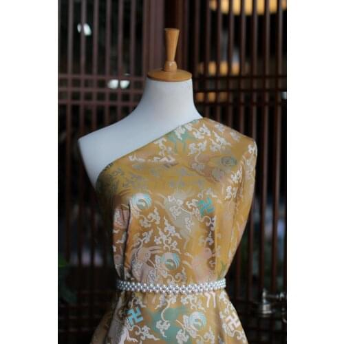 New song brocade cheongsam Chinese style clothing 100% mulberry silk yarn dyed jacquard brocade jade rabbit running to the moon